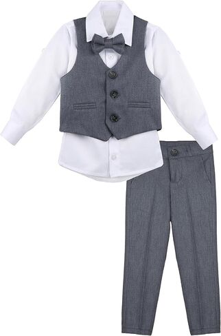 Lilax Boys Formal Suit 4 Piece Vest, Pants and Tie Dresswear Suit Set (10 Years, Red) in Saudi Arabia