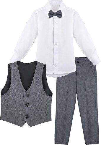 Lilax Boys Formal Suit 4 Piece Vest, Pants and Tie Dresswear Suit Set (10 Years, Red) in Saudi Arabia