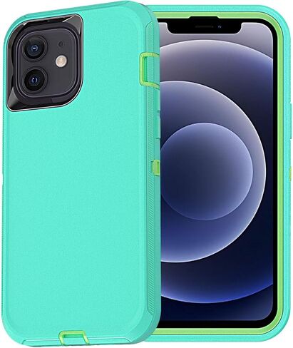 YmhxcY for iPhone 12 Case & iPhone 12 Pro Phone Case Shockproof Dropproof Dust-Proof Drop Proof 3-Layer Durable Phone Case Heavy Duty Protection Phone Case Cover for iPhone 12 6.1“Black and Grey in Saudi Arabia