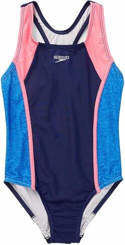 Speedo Girls Racerback Sport Splice One Piece Swimsuit (US, Alpha, Medium, Regular, Turkish Sea Blue/Neon Light Green) in Saudi Arabia