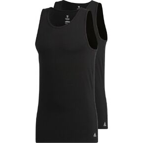 adidas Men's Stretch Cotton Tank Top Undershirts (2-Pack), Black/Black, Medium