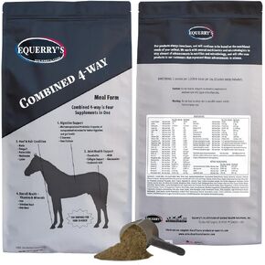 Equerry's Combined Rx 4 Way | الدعم الغذائي الخيول | صيغة كاملة | الدعم الجهاز الهضمي والمفصل | هووف والشعر | البروبيوتيك الفيتامينات والمعادن 160 تغذية ، 20 رطل.