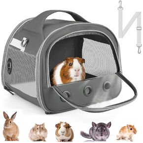 Bissap Guinea Pig Carrier Bag, Portable Small Animal Carrier Pouch for Hamster Chinchilla Rabbit Gerbil Hedgehog Sugar Glider Outgoing Travel Carrying Case - Grey