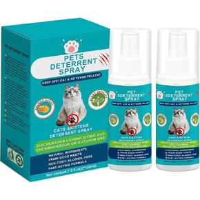 Cat Deterrent Spray - Effective Training Aid with Natural Ingredients, Safe Indoor & Outdoor Deterrent for Furniture Protection, Non-Toxic Anti-Scratch Formula (2 Pcs * 100 ML) 7.0 OZ Blue