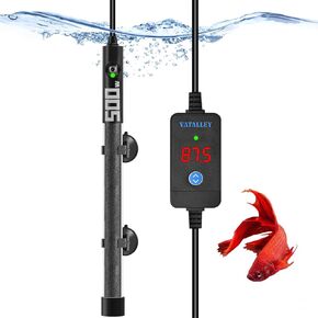 Submersible Aquarium Heater for Fish Tank: 500 Watt Betta Turtle Heaters with Adjstable Temperature Digital LED Controller - Overheating and Off-Water Protection for 60-90 Gallon
