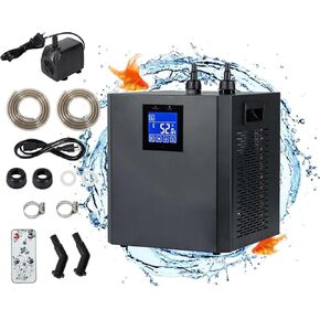 Aquarium Chiller, 79gal 1/3 HP Water Chiller, Hydroponic Cooler Fish Tank Cooling System for Axolotl Coral Reef Shrimp with Water Pump and Pipe for Home Use (79gal/300L, 1/3HP)