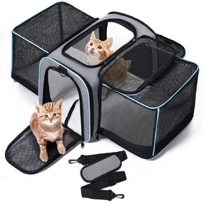 Cat Carrier Soft Side, Pet Carrier Airline Approved for Small Dog or Medium Cat Up to 12 Lbs, 3 Sides Expandable Foldable Dog Bag with Removable Fleece Pad, Portable Cat Travel Carry