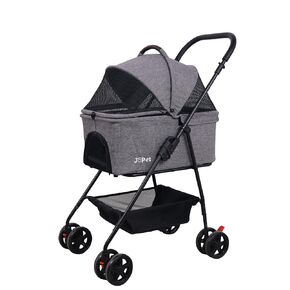 Pet Stroller for Small Dogs, Cats, Dog Stroller, Cat, Foldable Cart, Detachable Basket, Lightweight (Gray)