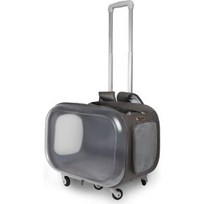 HappyTails Large Rolling Pet Carrier with Wheels, Airline Approved Carrier for Dogs and Cats, Multi-Functional and Removable Pet Traveling Carrier Luggage, Grey