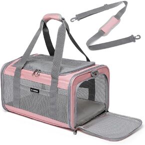 Airline Approved Pet Carrier for Cats and Small Dogs, Breathable and Collapsible Design, Portable Travel Bag for Bearded Dragon, Puppies Animal Hangbag, Rabbit Cage (Pink, Small)