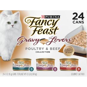 Purina Fancy Feast Gravy Lovers Poultry and Beef Grilled Gourmet Wet Cat Food Variety Pack - (Pack of 24) 3 oz. Cans