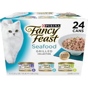 Purina Fancy Feast Grilled Wet Cat Food Seafood Collection in Wet Cat Food Variety Pack - (Pack of 24) 3 oz. Cans