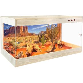 Royxen Bearded Dragon Tank Extra Large, Reptile Tank with Built-in Bulb Sockets, Reptile Enclosure, Lizard Tank (Oak, 63 Gallons, 40" L x 20" W x 20" H)