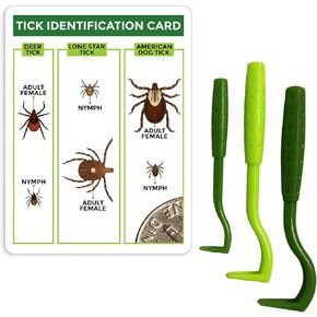 Tick Remover Value 3 Pack - Tick Remover Tools + Tick Identification Card - for Humans, Dogs & Cats (1 Set)