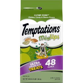 Temptations MixUps Catnip Fever Flavor Crunchy and Soft Cat Treats, 48 oz. Bag