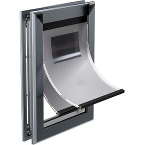 MAVRICFLEX Heavy Duty Dog Door with Double Sliding Lock Panel, Energy Efficient Rugged Aluminum Large Dog Door, Easy Installation, Magnetic Double Flaps Dog Door for Large Dogs Up to 100lbs