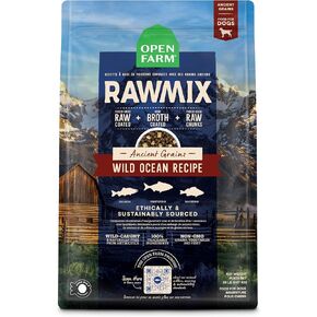 Open Farm RawMix Ancient Grains Wild-Ocean Recipe for Dogs, Includes Kibble, Bone Broth, and Freeze Dried Raw, Inspired by The Wild, Humanely Raised Protein and Non-GMO Fruits and Veggies, 20 lb