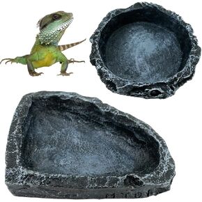2 Pack Reptile Feeding Dish Corner Bowl, Reptile Water Dish Food Bowl, Reptile Feeding Terrarium Bowls for Bearded Dragon Lizard Frog Gecko Tortoise Hermit Crab