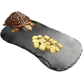 Tfwadmx Reptile Basking Platform,11''x5.5'' Tortoise Rock Plate Feeding Food Bowl Dish Feeding Slate Turtle Bathing Resting Platform for Lizard Gecko Bearded Dragon Chameleon Snake Frog