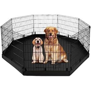 PJYuCien Dog Playpen - Metal Foldable Dog Exercise Pen, Pet Fence Puppy Crate Kennel Indoor Outdoor with 8 Panels 24"H & Bottom Pad for Small Medium Pets