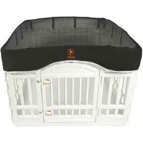 PJYuCien Dog Playpen Mesh Top Cover, Fits 36 Inch 4 Panels Regular Square Plastic Exercise Pet Pen, Adhesive Tape Connections, Black (Note: Cover Only, Fence Not Included)