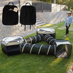 Extra Large Portable Cat Play Pen, Indoor Cat Tent, Dog Tent, Pop Up Dog Playpen Indoors, Puppy Playpen for Small Dogs, Outdoor Cat Enclosures for Indoor Cats - Mesh Cube Tent 2 Zipper Sunshades