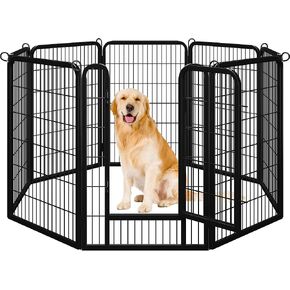 Yaheetech Dog Playpen Outdoor, 32 inch 8 Panels Dog Pen Indoor Heavy Duty Puppy Exercise Pen Metal Pet Fence for RV Camping/Yard/Garden