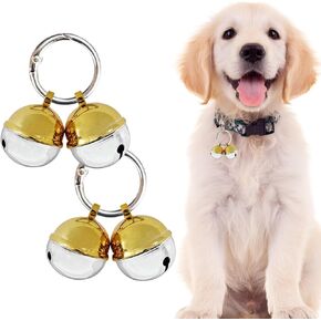 Extra Loud Cat & Dog Bell for Collar, Pet Tracker & Falconry, Durable Brass Collar Charms with Swivel Lobster Clasp (Rose Gold & Black, 2 Pack)