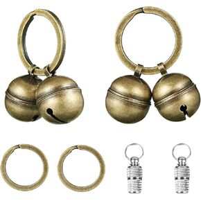 2 Strings in 4 Pieces Cat Dog Kitty Pet Collar Bells Pet Tracker Loud Brass Bell with 2x Anti-Lost ID Tube Tag for Pet Collars Necklace Potty Training, Save Birds and Wildlife Bell