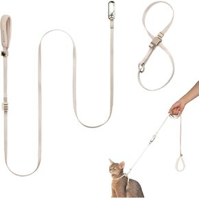Cat Harness and Leash Set, Lightweight Escape Proof Cat Harness Leash with Padded Handle, Adjustable Cat Leash and Harness for Kitten Small Large Cats Walking Training (Linen, M)