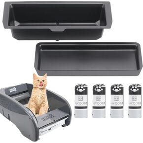 Permanent Waste Receptacle with 40 Litter Box Liners Compatible with Nature's Miracle Litter Box 2nd Version and Littermaid Litter Box, Litter Box with Cat Litter Liner (Machine NOT Included)