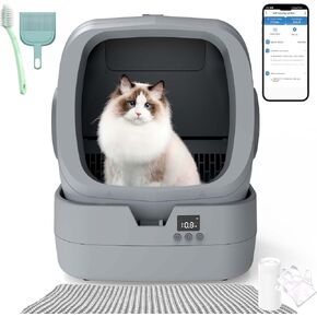 Automatic Cat Litter Box Self Cleaning - APP Control and Weight Monitoring - 86L Ultra-Quiet, Multi-Cat Litter Box - Smart Health Monitor, Safe Anti-Pinch, Self Cleaning Litter Box
