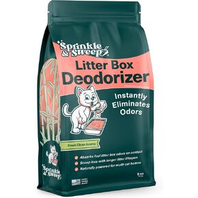 Sprinkle & Sweep Box Box Doodorizer - Cat Sterter Doodorizer غير سامة وآمنة للقطط - يلغي على الفور الروائح الكريهة والروائح البول - شهر واحد (8 أوقية)