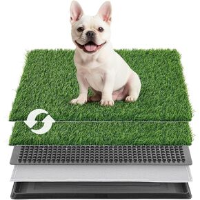 LOOBANI Dog Litter Box with Grass Pad: Indoor Dog Potty for Apartment and Patio Training, with 2 Packs Dog Grass Pee Pads for Replacement,16x20 Inch