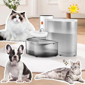 Sakerplus Automatic Pet Water Fountain,Saker Smart Pet Water Fountain No Filter,Cat Water Dispenser Wireless Pour-Over,3L/106oz Ultra-Quiet Design,Pet Gravity Water Dispenser for Cat, Dog