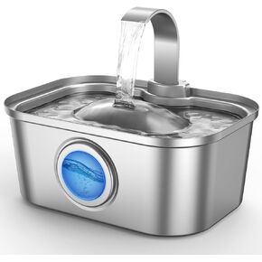 Bobo&Dragon Cat Water Fountain Stainless Steel, 124oz/3.5L Cat Drinking Fountain, Automatic Dog Water Dispenser Indoor, Water Bowl for Cats Dogs Pets Built-in 4+4 Replacement Filters