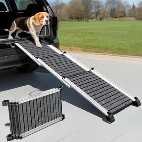 Dog Ramp for Car 63" L x 17", Telescoping Portable Pet Ramps 440LBS Capacity with Non-Slip Surface for Small Medium Dogs to Get in Car Outdoor