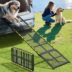 Dog Ramp for Car, 74"x20" Outdoor Portable Dog Ramps for Large Dogs with Reflective Strips, Non-Slip Surface Pet Ramp for Truck, RV, SUV (Support Up to 400LBS)
