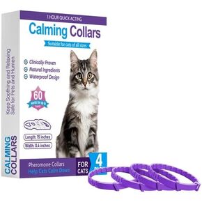 4 Pack Cat Calming Collar, Efficient Anxiety Relief, 60 Days, Purple, Adjustable Size