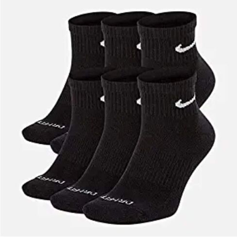 Nike SX6899-010: مجموعة من 6 جوارب رجالية للكاحل للاستخدام اليومي باللون الأبيض/الأسود (متوسط) in Saudi Arabia