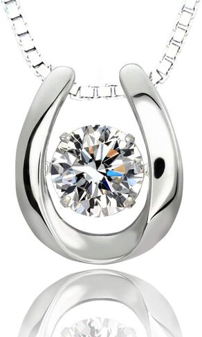 Heart Necklaces for Women Sterling Silver Dancing Diamond Cubic Zirconia CZ pendant, Anniversary Birthday Jewelry Gifts for Wife/Mom/Women/Sister/Daughter in Saudi Arabia