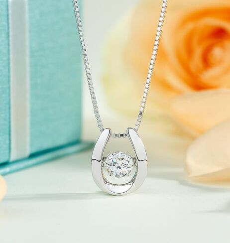 Heart Necklaces for Women Sterling Silver Dancing Diamond Cubic Zirconia CZ pendant, Anniversary Birthday Jewelry Gifts for Wife/Mom/Women/Sister/Daughter in Saudi Arabia