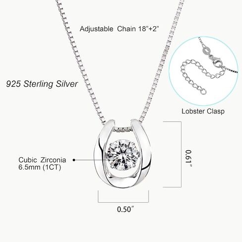 Heart Necklaces for Women Sterling Silver Dancing Diamond Cubic Zirconia CZ pendant, Anniversary Birthday Jewelry Gifts for Wife/Mom/Women/Sister/Daughter in Saudi Arabia