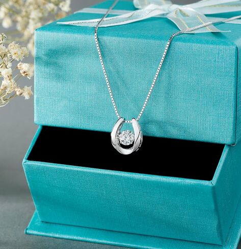 Heart Necklaces for Women Sterling Silver Dancing Diamond Cubic Zirconia CZ pendant, Anniversary Birthday Jewelry Gifts for Wife/Mom/Women/Sister/Daughter in Saudi Arabia