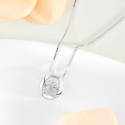 Heart Necklaces for Women Sterling Silver Dancing Diamond Cubic Zirconia CZ pendant, Anniversary Birthday Jewelry Gifts for Wife/Mom/Women/Sister/Daughter in Saudi Arabia