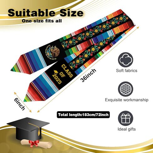 HSELOGI Mexican Graduation Stole Class of 2024,Mexican Sarape Graduation Sash Scarf,Gift for Graduation's Day 72" Long in Kuwait