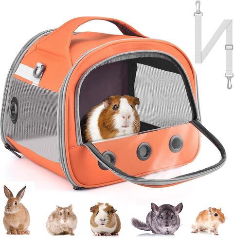 Bissap Guinea Pig Carrier Bag, Portable Small Animal Carrier Pouch for Hamster Chinchilla Rabbit Gerbil Hedgehog Sugar Glider Outgoing Travel Carrying Case -Orange in Saudi Arabia