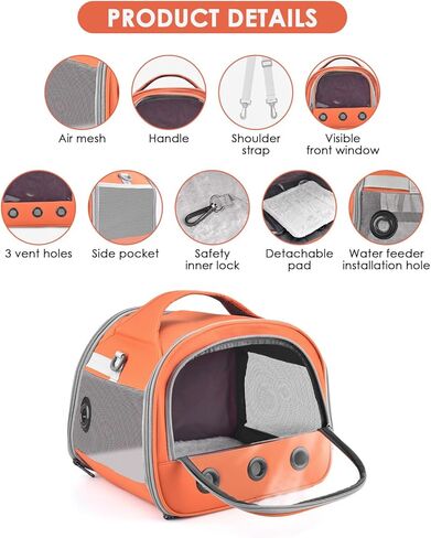 Bissap Guinea Pig Carrier Bag, Portable Small Animal Carrier Pouch for Hamster Chinchilla Rabbit Gerbil Hedgehog Sugar Glider Outgoing Travel Carrying Case -Orange in Saudi Arabia