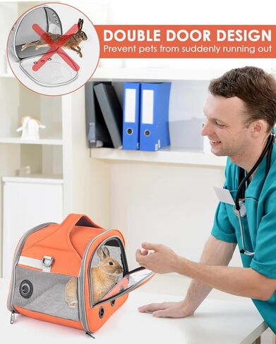 Bissap Guinea Pig Carrier Bag, Portable Small Animal Carrier Pouch for Hamster Chinchilla Rabbit Gerbil Hedgehog Sugar Glider Outgoing Travel Carrying Case -Orange in Saudi Arabia