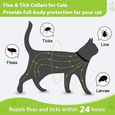 4 Pack Flea and Tick Collar for Cats, Natural Plant Oil Formula Cat Flea Collar Provides 32-Month Protection for Flea Tick Prevention, Waterproof & Adjustable Cat Flea Treatment for Most Cats in Kuwait